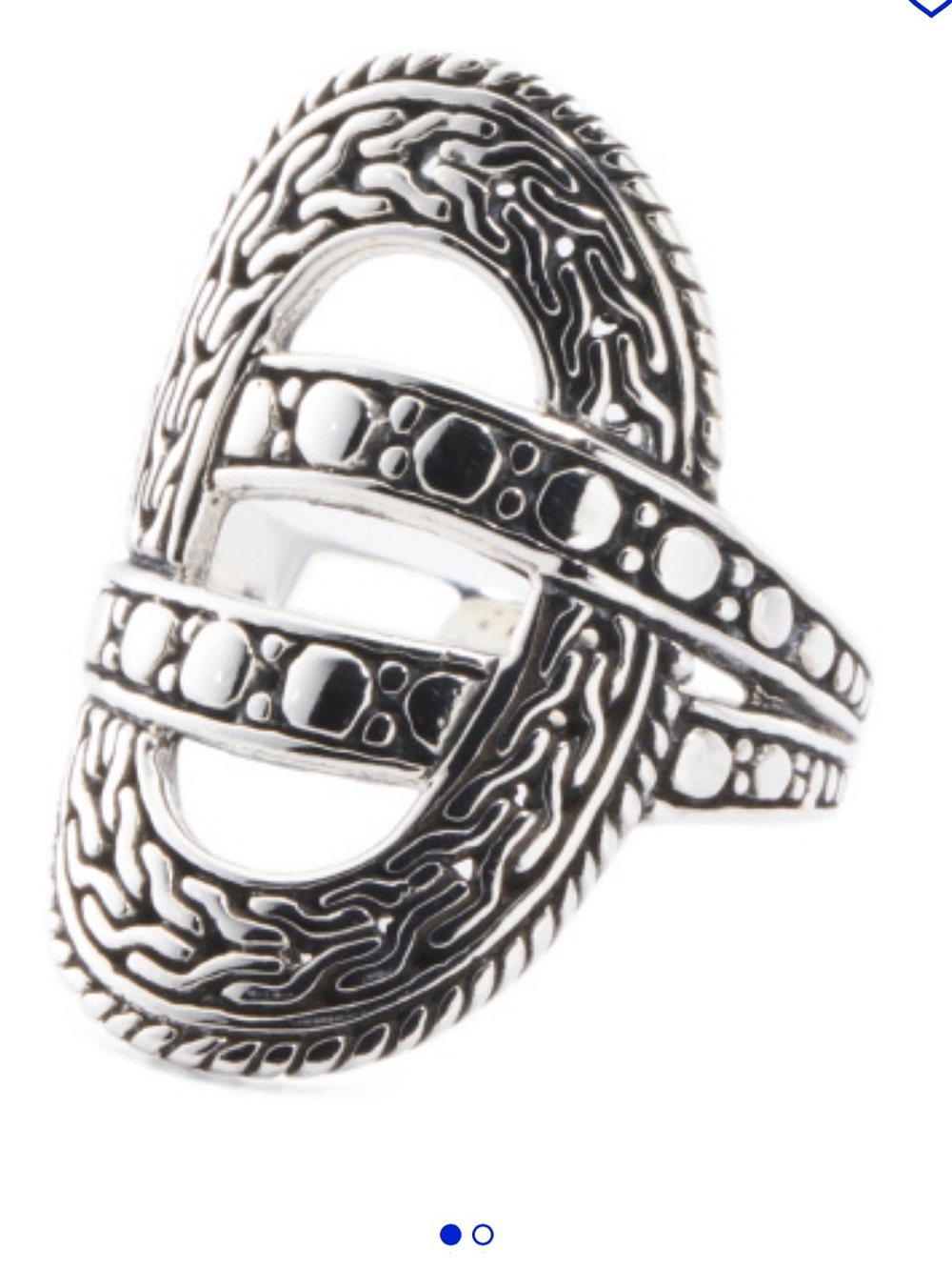 Annika Witt Sterling Silver Oxidized Open Oval Textured Ring - Silver